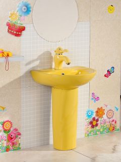 Раковина Gid Nb192-Y 69908 накладная с пъедесталом желтая 43x36x51